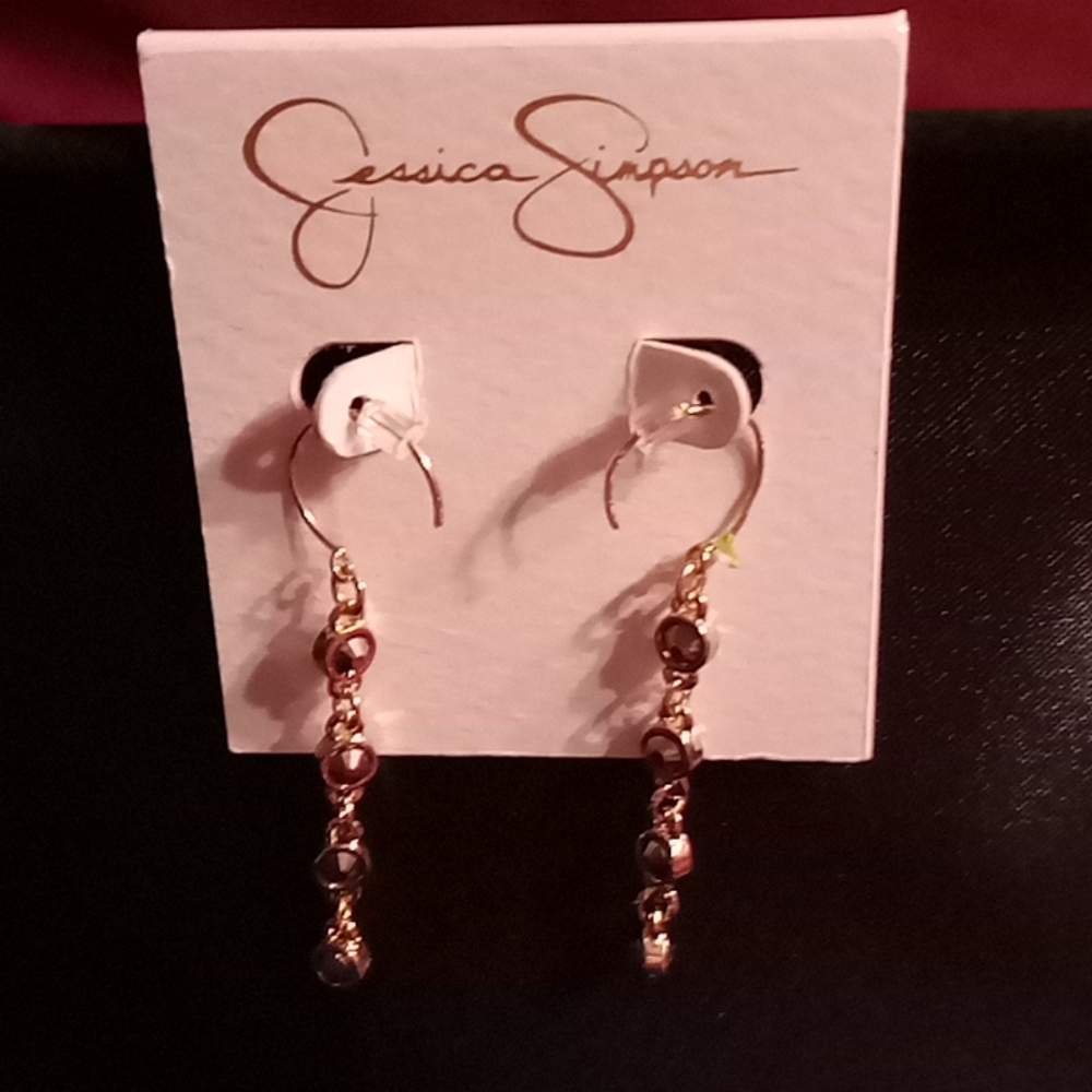 Jessica Simpson Beaded Dangling fishnet back Earri